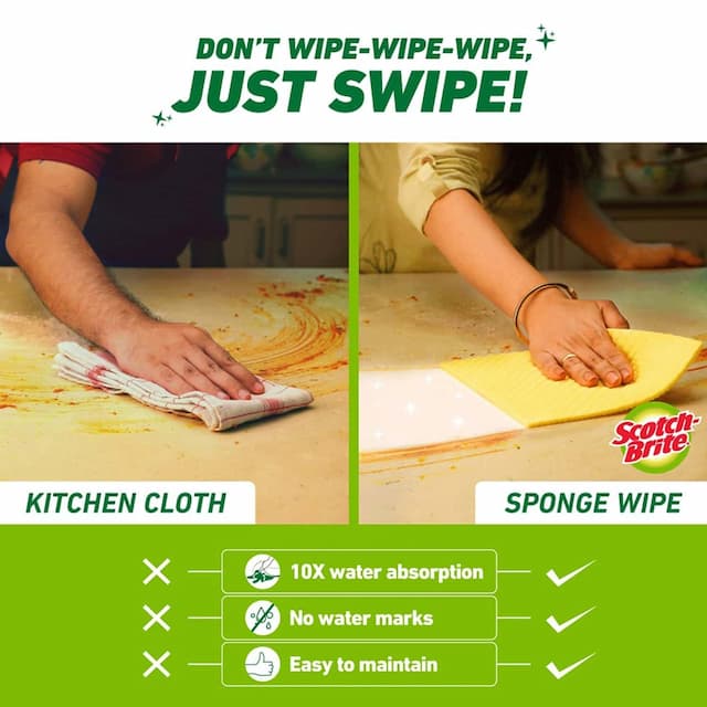 Scotch-Brite, Multi-Purpose, Easy To Use Kitchen Cleaning Sponge Wipe-10 Pieces