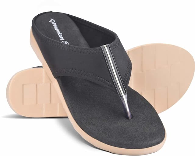 Pharmeasy Diabetic & Orthopedic Women Slippers (Fahion Range-1) Black Color, Size 4