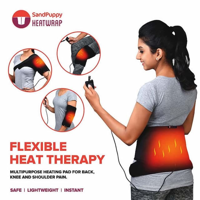 Sandpuppy Heatwrap Multipurpose Electric Heating Wrap Black, Back Shoulder Elbow & Knee Pain Relief