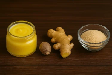 ghee, nutmeg, ginger and natural sugar