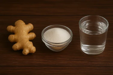 ginger, sugar and warm water