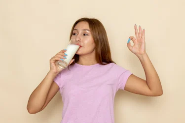 girl drinking buttermilk