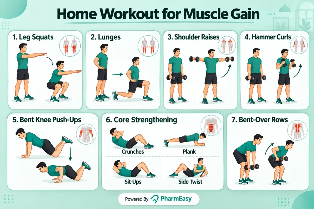 At home workouts which can be done to gain muscles