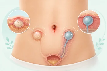 belly button bleeding due to cysts